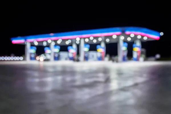 Blur Tankstelle Der Nacht — Stockfoto