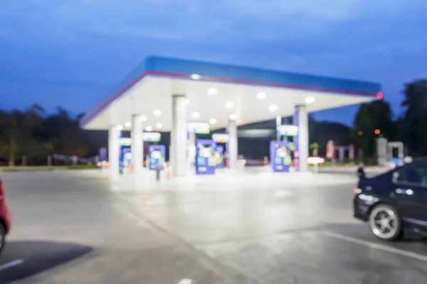 Blur Gas Station Night Time Background — Stock Photo, Image