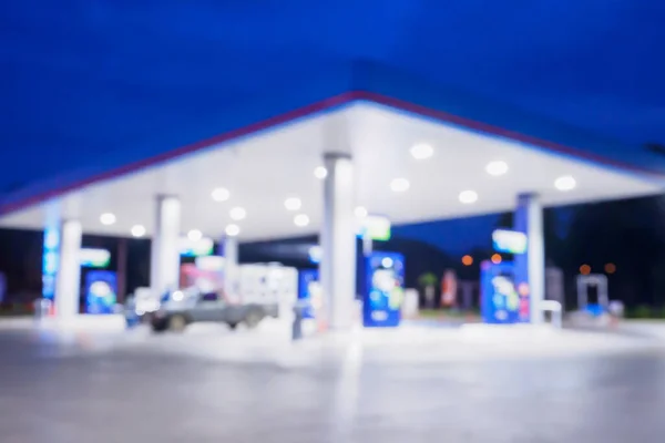 Blur Gas Station Night Time Background — Stock Photo, Image