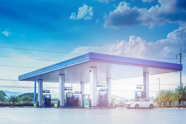 Gas Fuel Station Clouds Blue Sky — Stock Photo, Image