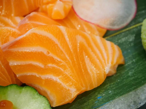 Salmón Fresco Rebanada Sashimi Conjunto Estilo Japonés —  Fotos de Stock