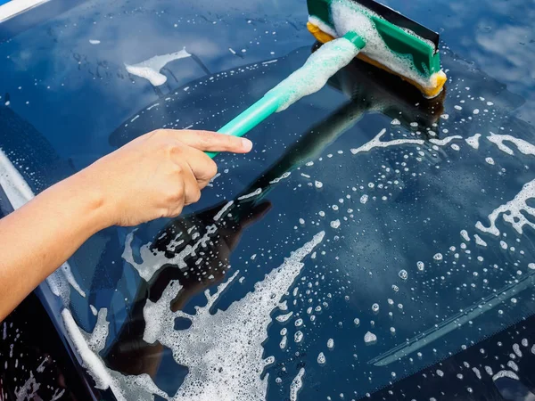 Car Washing Clean Car Window — Stock Photo, Image