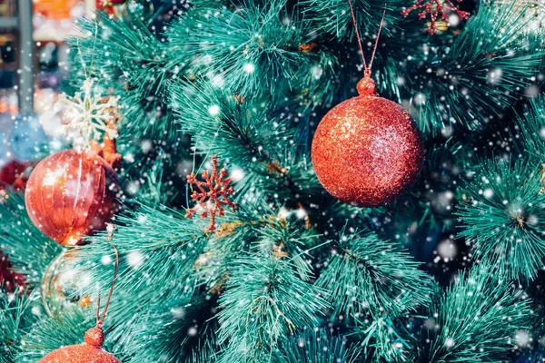 Decorated Christmas Tree Background — Stock Photo, Image