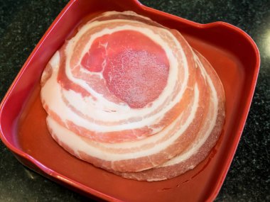 Taze domuz eti. Yakın plan. 