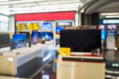 eletronik mağaza gösterisi Televizyon TV ve ev aletleri Bokeh light bulanık arkaplan