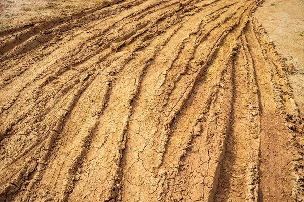 Faixas Rodas Estrada Terra Rural — Fotografia de Stock