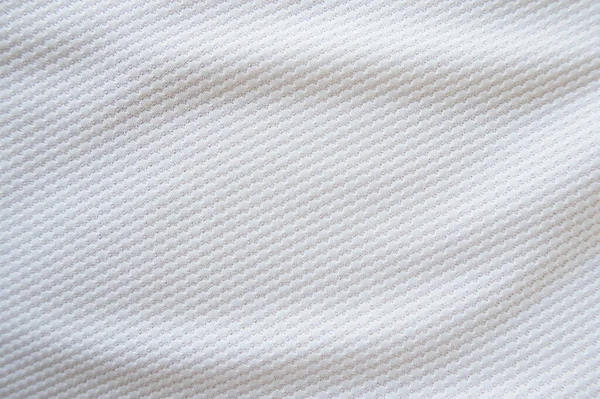Bílý Fotbal Dres Oblečení Textura Sportovní Oblečení Pozadí Zblizka — Stock fotografie
