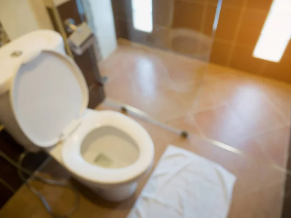 Vit Toalett Skål Badrummet Suddig Bakgrund — Stockfoto