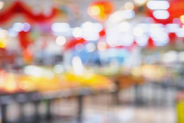 Bokeh ışığı ile süpermarket soyut bulanık arkaplan