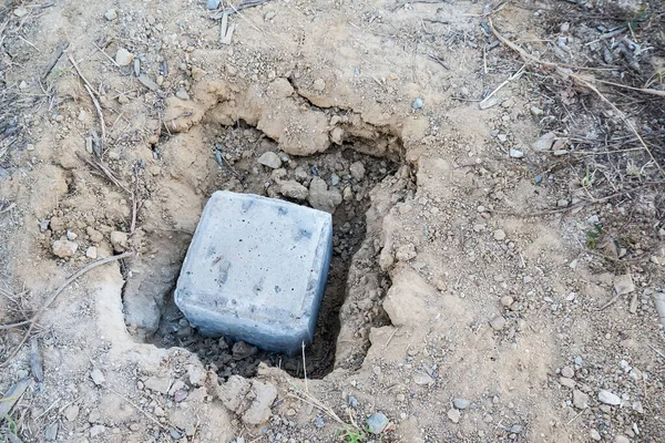 Pilhas Concreto Chão Para Fundação Construção Casa — Fotografia de Stock