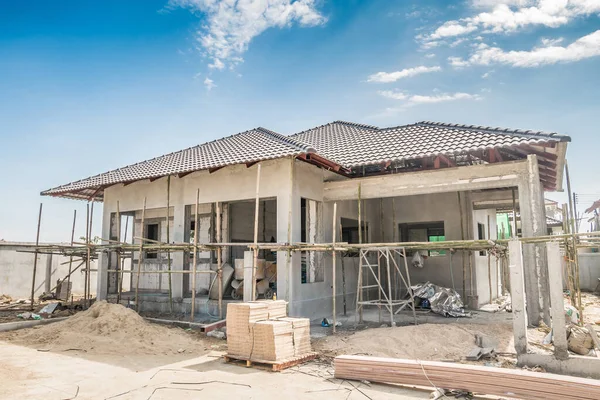 Construção Residencial Nova Casa Andamento Canteiro Obras — Fotografia de Stock