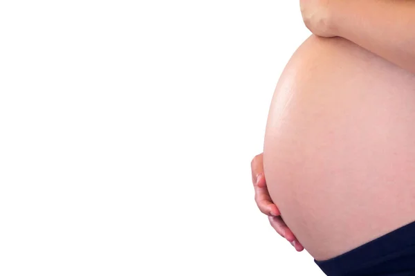 Aziatische Zwangere Vrouw Geïsoleerd Witte Achtergrond — Stockfoto