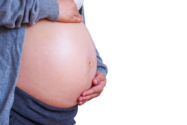 Zwangere Vrouw Geïsoleerd Witte Achtergrond — Stockfoto