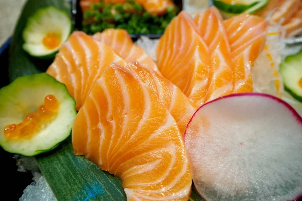 Fresh Salmon Slice Sashimi Set Japanese Style — Stock Photo, Image