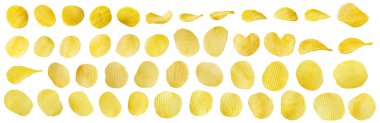 potato chips snack set collection isolated on white background with clipping path clipart