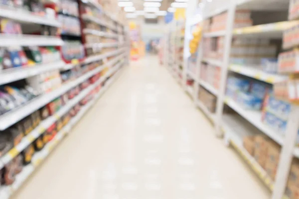 Abstrakcyjny Rozmycie Supermarket Zniżki Sklepowej Półki Produktów Wnętrze Nieostre Tło — Zdjęcie stockowe
