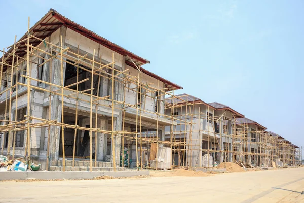 Maison Construction Avec Structure Blocs Béton Aéré Autoclavé Sur Chantier — Photo