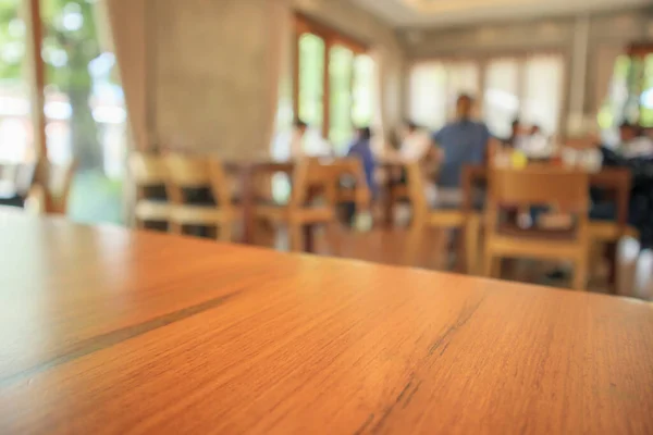 Restaurant Interieur Met Klant Houten Tafel Wazig Abstracte Achtergrond Met — Stockfoto