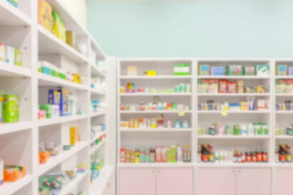 Pharmacy Drugstore Blur Abstract Backbround Medicine Healthcare Product Shelves — Stock Photo, Image