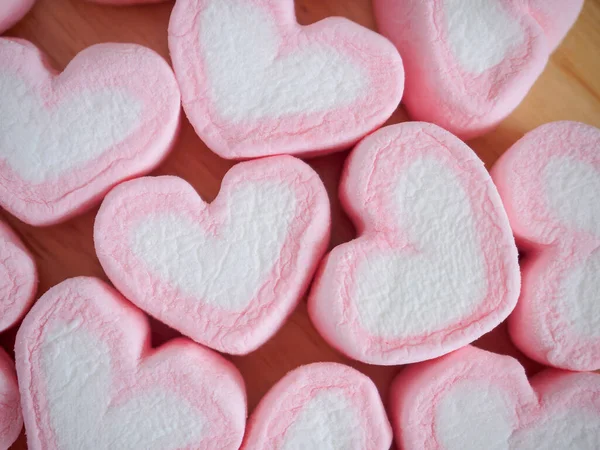 Rosa Herzform Marshmallow Für Valentinstag Hintergrund — Stockfoto