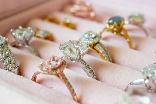 Jewelry Diamond Rings Earrings Box — Stock Photo, Image
