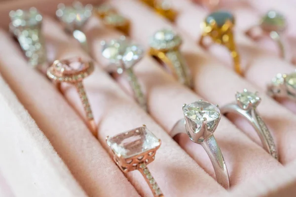 Sieraden Diamanten Ringen Oorbellen Doos — Stockfoto