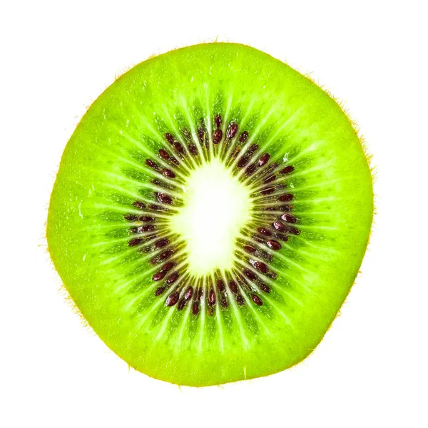 Plasterek Owoców Kiwi Izolowany Białym Tle — Zdjęcie stockowe