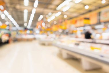 Soyut süpermarket arkaplanı bokeh ışığı ile bulanıklaştırılmış