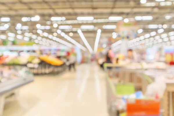 supermarket interior with grocery product blurred defocused background with bokeh light