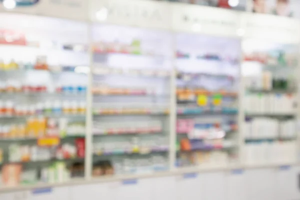 Gyógyszertár Gyógyszertár Homályos Elvont Háttér Gyógyszer Vitamin Termék Polcokon — Stock Fotó