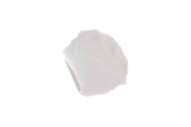 Beyaz arkaplanda kırpma yolu ile izole edilmiş boş beyaz daire kağıt etiketi