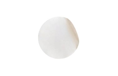 Beyaz arkaplanda kırpma yolu ile izole edilmiş boş beyaz daire kağıt etiketi