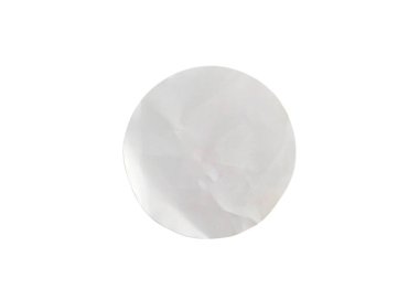 Beyaz arkaplanda kırpma yolu ile izole edilmiş boş beyaz daire kağıt etiketi