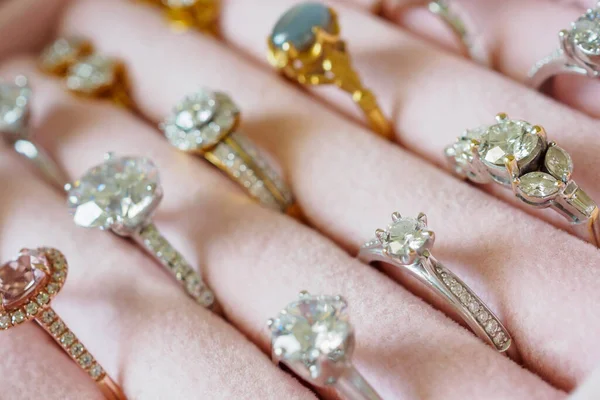 Jóias Anéis Diamante Brincos Caixa — Fotografia de Stock