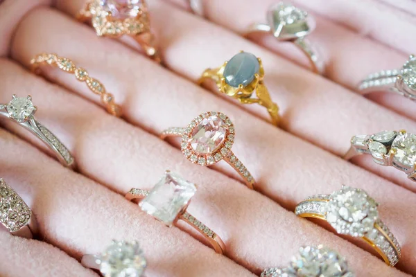 Bijoux Bagues Diamant Boîte — Photo