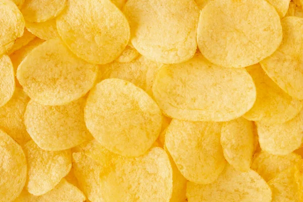 Batatas Fritas Crocantes Lanche Textura Fundo Vista Superior — Fotografia de Stock