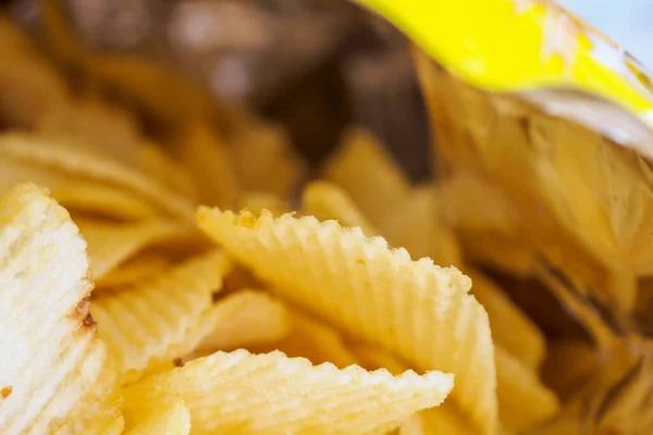 Potato Chips Open Snack Bag Close — Stock Photo, Image