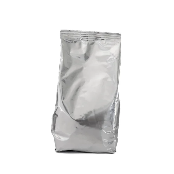 Blank Foil Aluminium Bag Baby Milk Powder Tea Coffee Isolated — Stock Photo, Image