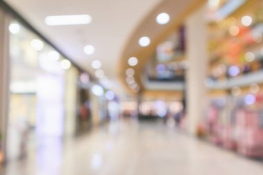 Soyut bulanık, modern alışveriş merkezi içi odaklanmış arka plan