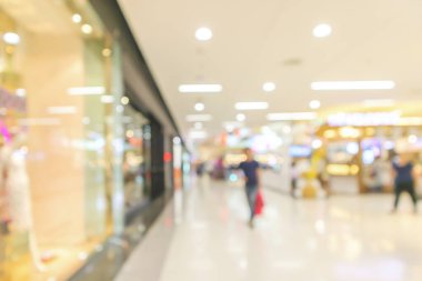 Soyut bulanık, modern alışveriş merkezi içi odaklanmış arka plan