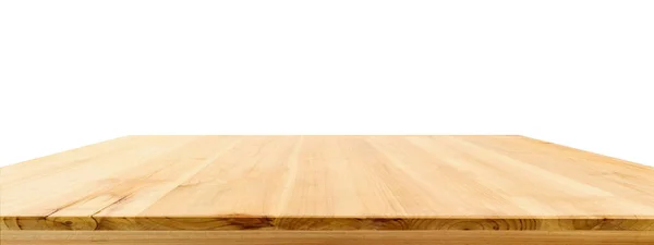 白色背景上隔离的木制桌面 — 图库照片