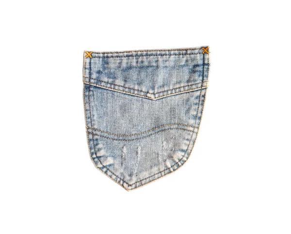 Denim Blauwe Jeans Achterzak Geïsoleerd Witte Achtergrond — Stockfoto