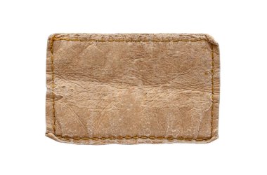 Boş kot pantolon deri etiket dokusu beyaz arkaplanda izole