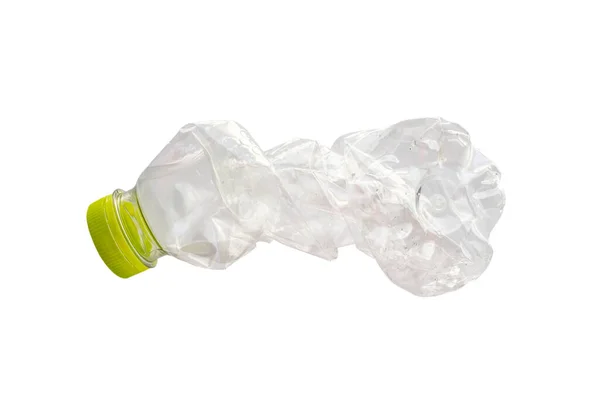 Zerkleinerte Plastikflasche Isoliert Auf Weißem Hintergrund Mit Clipping Pfad — Stockfoto