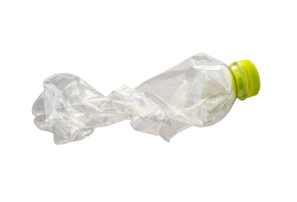 Дробленая Пластиковая Бутылка Изолированная Белом Фоне — стоковое фото