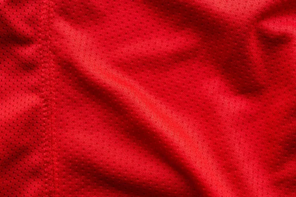 Rode Stof Sport Kleding Voetbal Jersey Met Lucht Mesh Textuur — Stockfoto