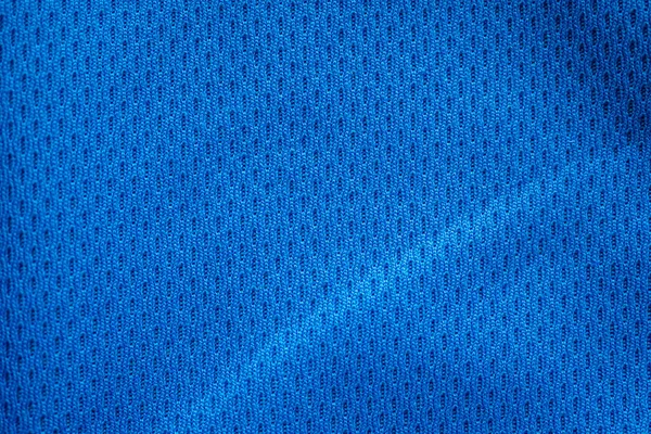 Camiseta Fútbol Ropa Deportiva Tela Azul Con Fondo Textura Malla — Foto de Stock