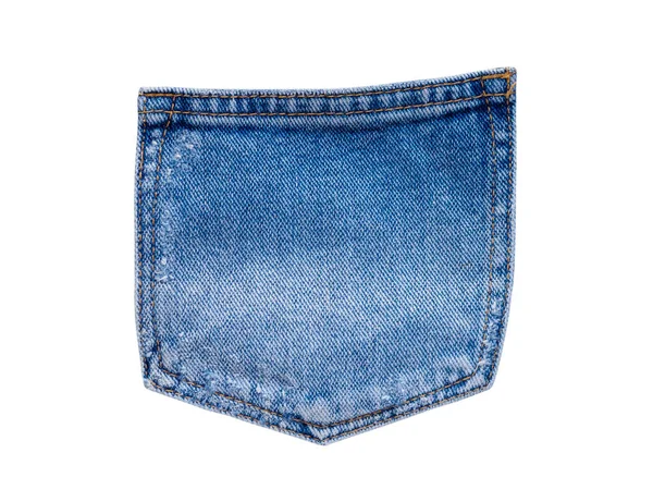 Jeans Jeans Azul Bolso Traseiro Isolado Fundo Branco — Fotografia de Stock