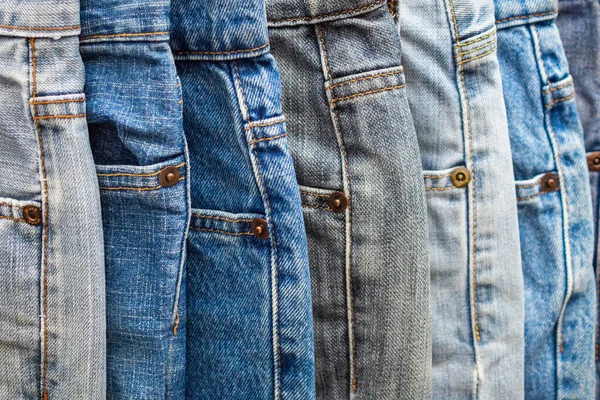 Jeans Vaqueros Azul Pila Textura Fondo Primer Plano — Foto de Stock