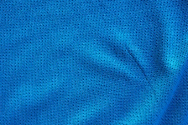 Blue Fabric Sport Clothing Football Jersey Air Mesh Texture Background — Stock Photo, Image